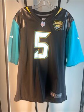 Nike Jacksonville Jaguars #5 Black & Teal Men's Jersey Bortles